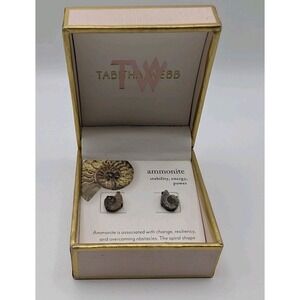 Tabitha Webb Sterling Silver Ammonite Fossil Stud Earrings Natural Spiral...